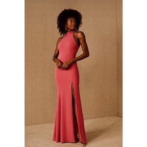 BHLDN Montreal Maeve Crepe Halter Maxi Dress Open Back Size 14
